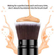 Arabest Retractable Foundation Makeup Brush, Travel Kabuki Makeup Brush for Foundation, Portable Liquid Foundation Brush with Cover Perfect for Blending Liquid, Cream or Flawless Powder Cosmetics