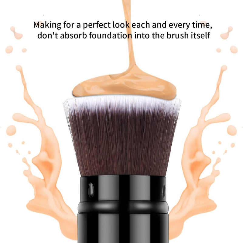 Arabest Retractable Foundation Makeup Brush, Travel Kabuki Makeup Brush for Foundation, Portable Liquid Foundation Brush with Cover Perfect for Blending Liquid, Cream or Flawless Powder Cosmetics