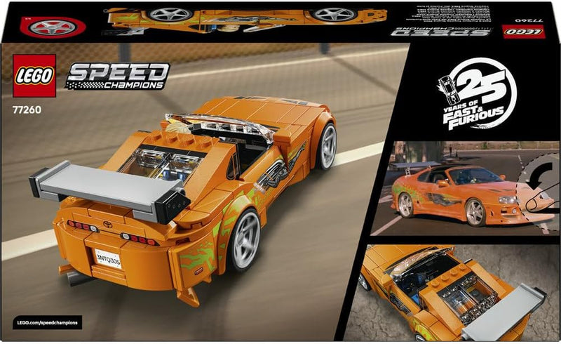 Speed Champions The Fast and The Furious Toyota Supra MK4 Car Toy - Model Kit w/Bryan O'Conner Minifigure - STEM Gift for 10+ Year Old Boys & Teenage Movie Fans - 77260