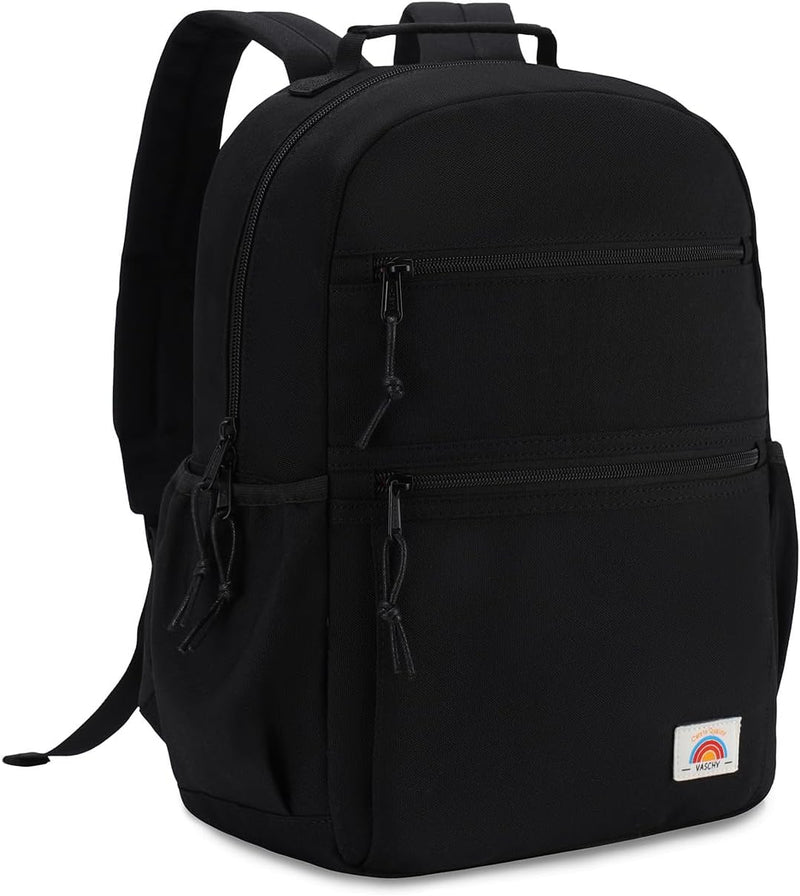 School Bag for Teen,Vaschy Lightweight Water Resistant Kids Toddller Backpack Boys Girls Plain Color-block Kids Bookbag Daypack with Two Sizes - Black-S