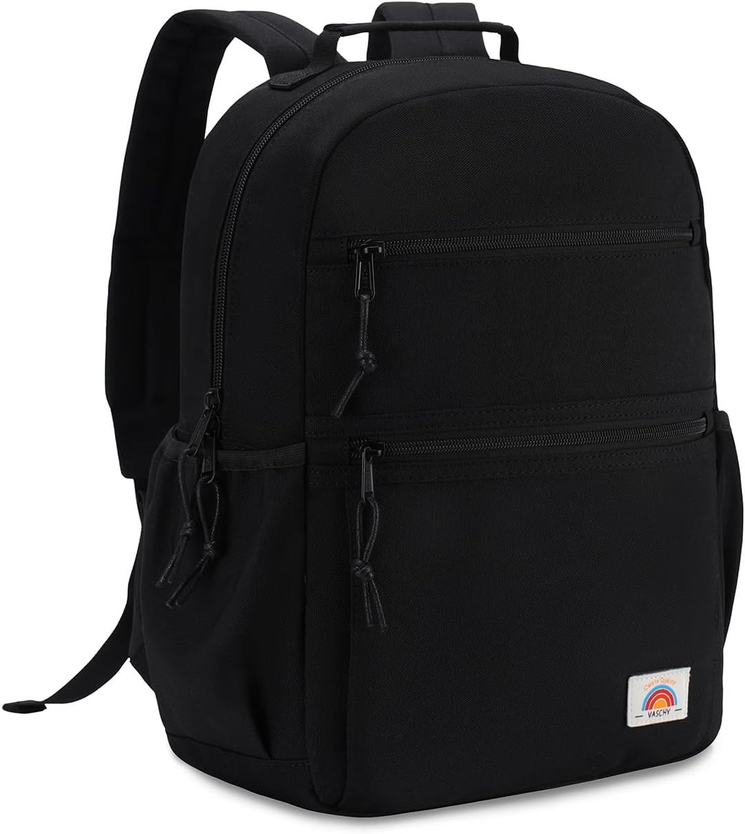 School Bag for Teen,Vaschy Lightweight Water Resistant Kids Toddller Backpack Boys Girls Plain Color-block Kids Bookbag Daypack with Two Sizes – image 9