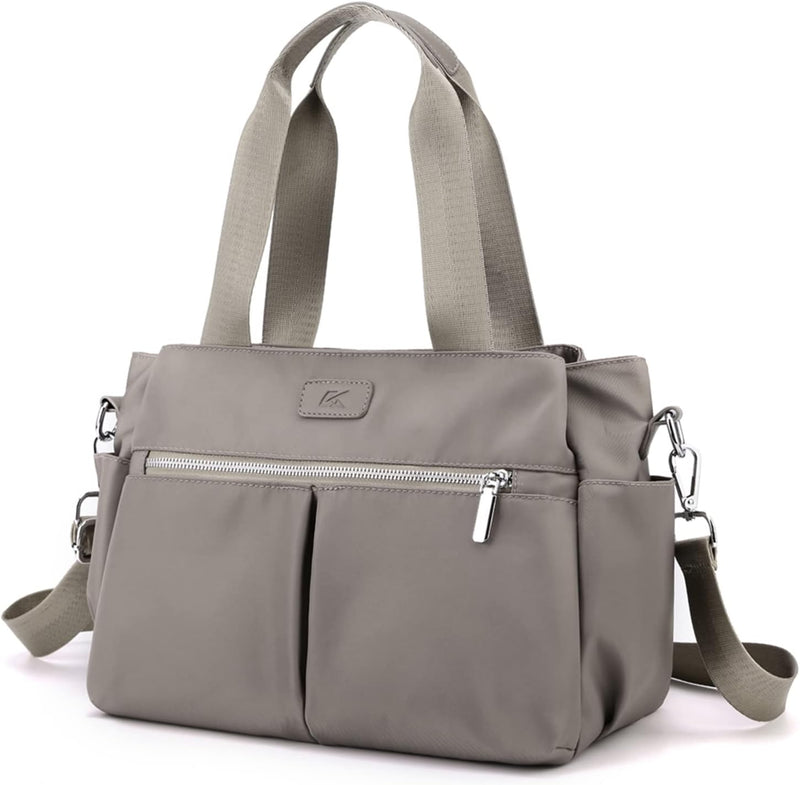 Hobo Handbags Light Nylon Crossbody Bag for Women, Multi Compartment Tote Purse Bags - nylon gray - m