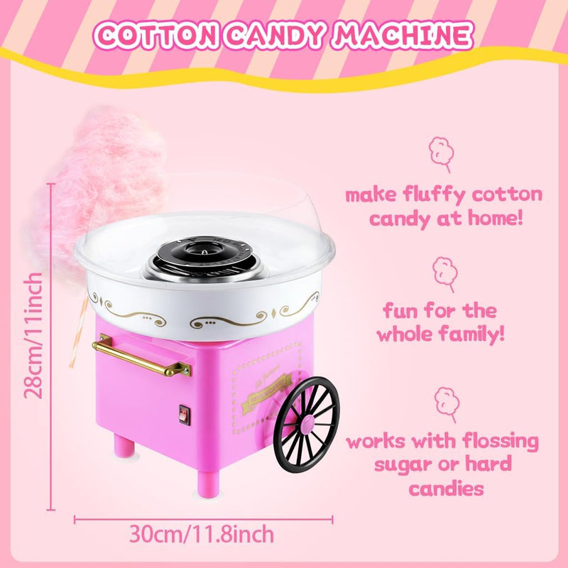 Cotton Candy MakerVintage Countertop Machine for Hard Candy & Flossing SugarEasy DIY Mini Cotton Candy Machine for Kids & Parties Pink