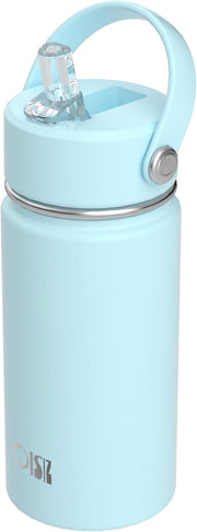 14oz Kids Water Bottle with Straw Lid, Vacuum Insulated 316 Stainless Steel Bottles for Kids for School, Leakproof, Easy to Clean - Sky Blue