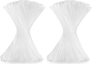 MOMENT Self Locking Cable Ties 300 x 3.6 mm 12" inch 100 Pieces, Black Heat Resistant Cable Zip Ties Self-Locking Cable Organizer Anti - Slip Wire Organizer For Indoor & Outdoor Use - Pack of 2 150x3.6mm - White