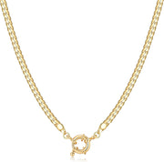 14K Gold Plated Dainty Choker Necklace for Women Girls Snake Chain, Cuban Link, Paperclip, Ball Beaded Chain, Natural Freshwater Pearl Necklace Fashion Jewelry for Gift - Curb chain+Sailor Lock