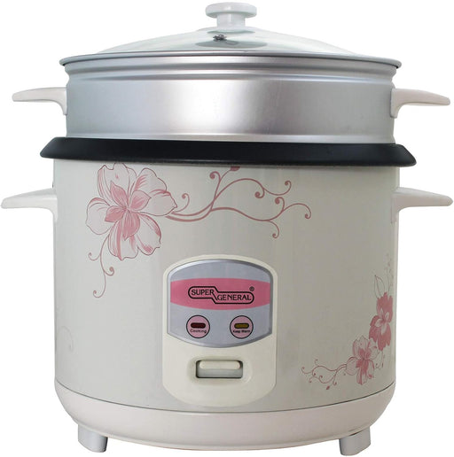 Super General 3 Liter Electric Rice Cooker, White, ‎SGRC-30W, ‎32.5 x 31.8 x 31.8 cm