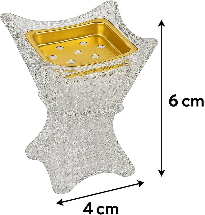 Crystal Glass Bakhoor Burner Oud burner Incense Bakhoor Charcoal Burner مبخرة عود,مبخرة بخور Frankincense Burner Madkhan Mabkhara Bakhoor Gold Incense Burner (Clear)