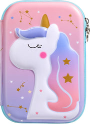 Unicorn Pencil Case for Girls, Pen Holder Pencil Storage Box, Portable High Capacity Students Stationery Holder, Cute Unicorn Pattern Pencil Pouch for Kids Gift