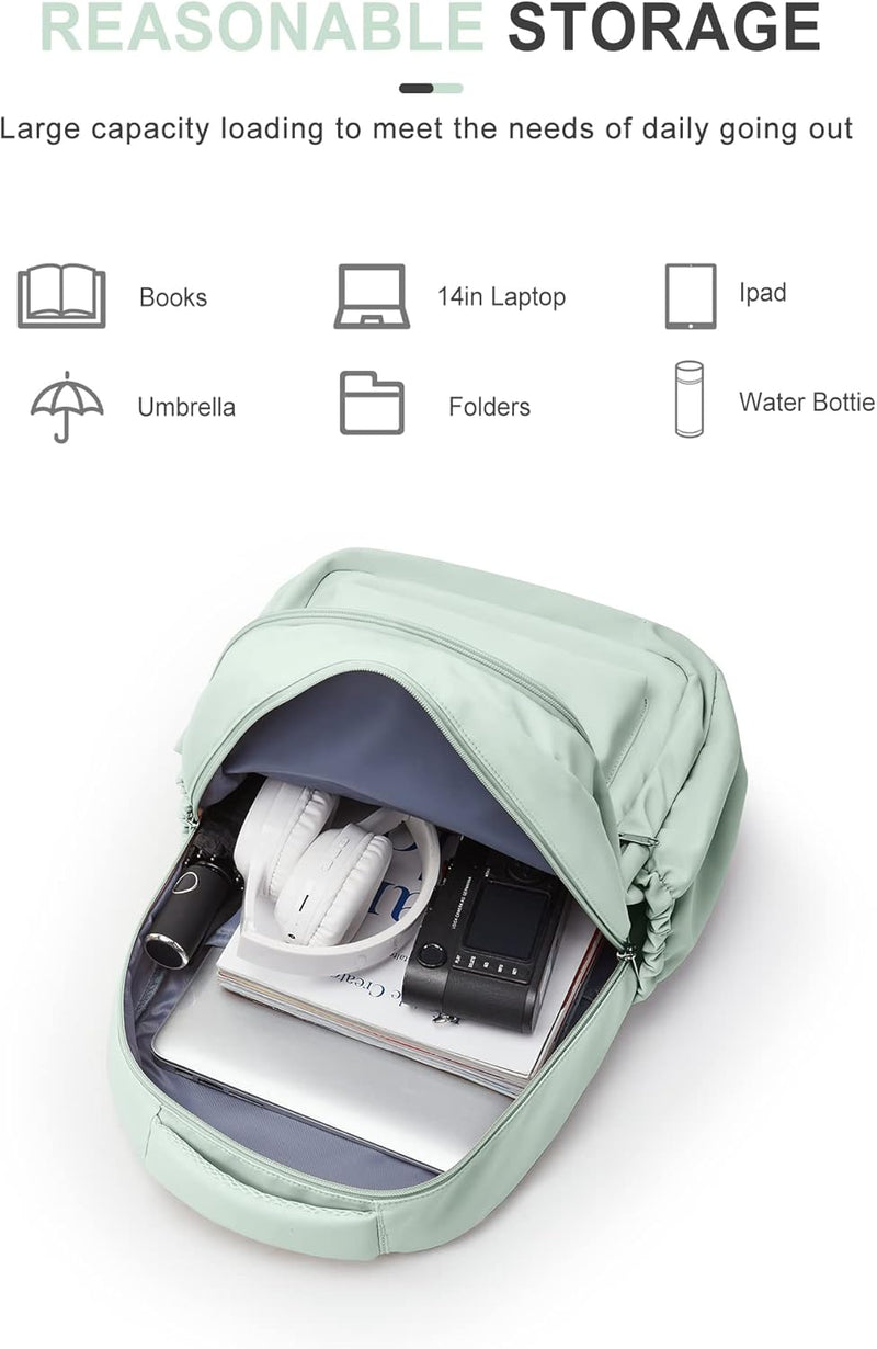 VECAVE Lightweight Casual Laptop Backpack Purse for Women,Travel Backpack with laptop compartment