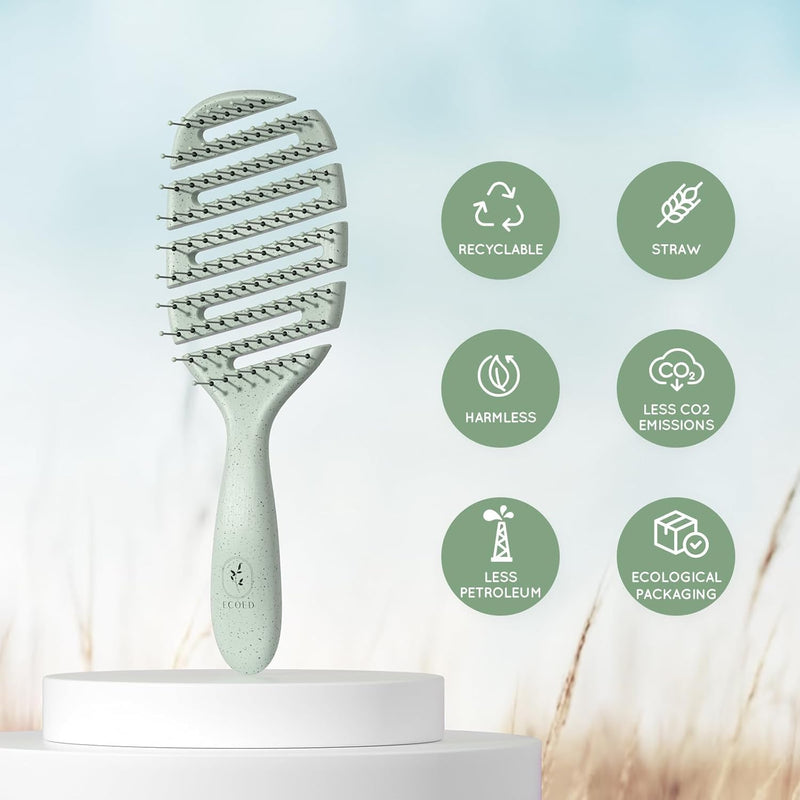 Hair Brush, Degradable Vented Hair brush, Detangling Brush, Detangler Brush for Curly, Thick, and Straight Hair, Dry and Wet Detangling Quickly Detangles and Smooths hair, Hair Brush for Women and Men