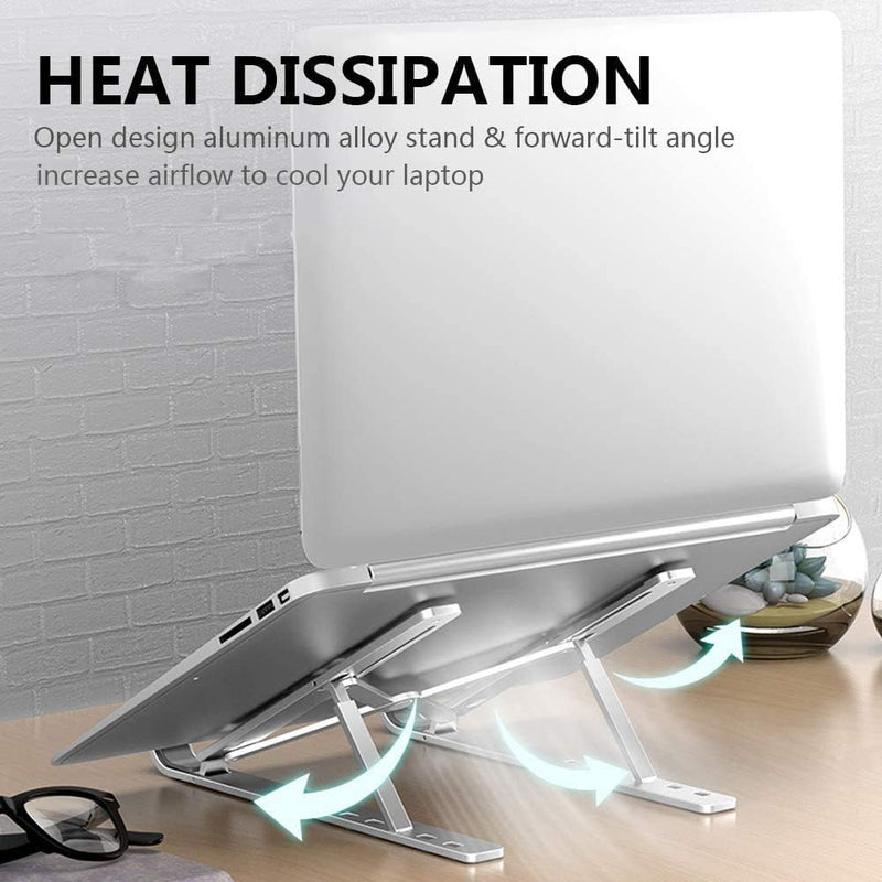 Large sizeWEC-Tech Portable Laptop Stand, Adjustable Tablet Notebook Stand for tablets, mobile phones and computers, Laptop Desk Riser Foldable Notebook Cooling Stand- (Silver) - Silver