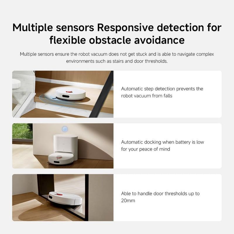 Xiaomi Robot Vacuum H40, 10000Pa powerful suction, LDS Navigation, Smart Mapping, Anti-tangle brush, Auto Dust Emptying, 180min Runtime, Works with Xiaomi Home App, Voice Control