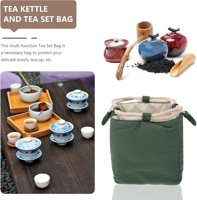 Tazweeq Teapot Storage Bag Drawstring Storage Case Teaware Bag,Multi-function Tea Cup Bags Drawstring Suitable for Travel Business and Outdoor Activities