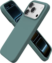ORNARTO Compatible with iPhone 17 Pro Case 6.3", Slim Liquid Silicone 3 Layers Full Covered Soft Gel Rubber 17 Pro Phone Cases Cover 6.3 inch-Chalk Pink - Pine Green