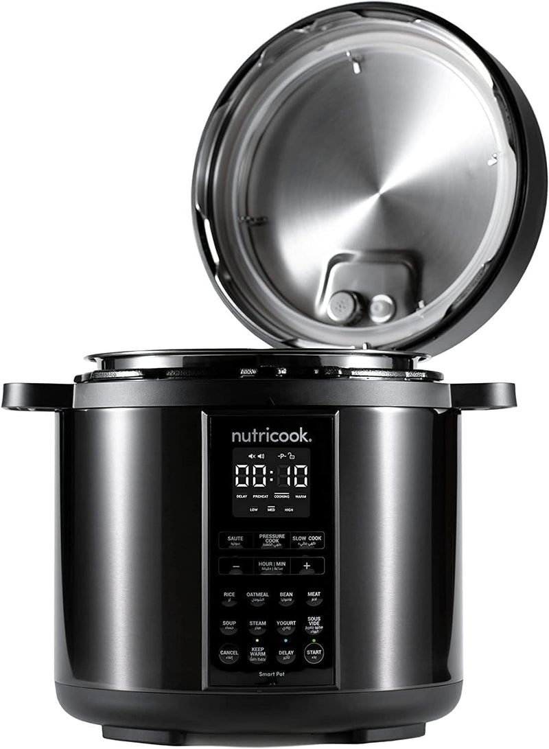 Nutricook Smart Pot 2 Rice Cooker, Steamer, Sauté Pot, Yogurt Maker & More,9 In 1 Electric Pressure Cooker, Slow Cooker,6 Liters, 12 Smart Programs With New Smart Lid