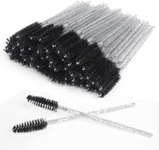 McMola 60 PCS Disposable Eyelash Brushes, Eyebrow Spoolies, Mascara Wands Applicator Lash Brushes Castor Oil Brush Cosmetic Makeup Tools(Crystal-black) - Classic