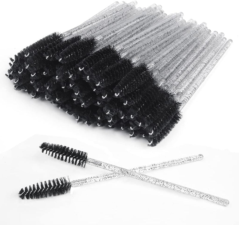 McMola 60 PCS Disposable Eyelash Brushes, Eyebrow Spoolies, Mascara Wands Applicator Lash Brushes Castor Oil Brush Cosmetic Makeup Tools(Crystal-black) - Classic