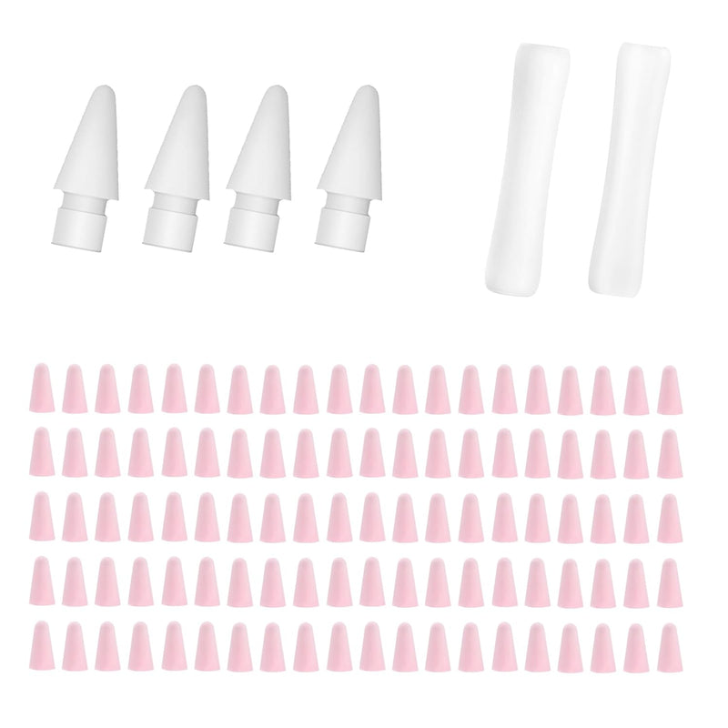 100pcs Silicone Nib Sleeves pen tips cover，4pcs Replacement Tips and 2pcs Silicone Pencil Case Compatible with Apple Pencil1/2/Pro/USB-C Suitable for iPencil Nib for iPad Pencil Accessories