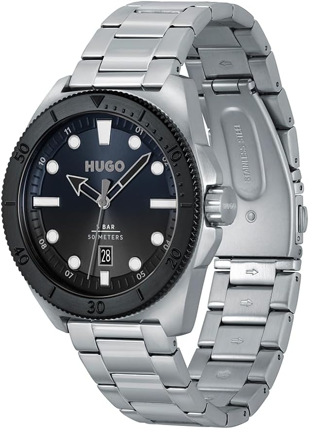 Hugo VISIT Men Watch, Analog - BLUE & BLACK / SILVER