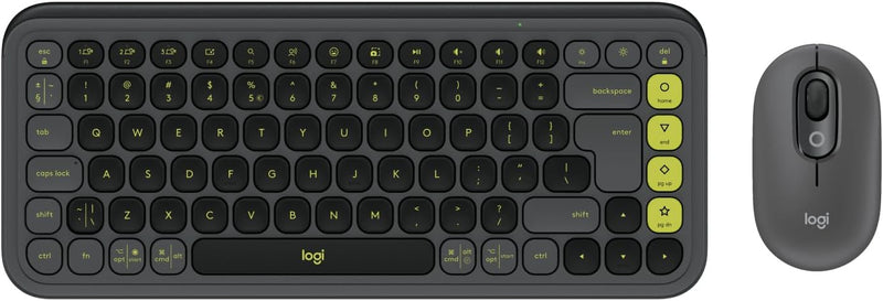 Logitech POP ICON COMBO, Bluetooth keyboard and mouse combo, comfortable typing, programmable keys and buttons, quiet clicks, Easy-Switch up to 3 devices - Graphite