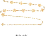 Azonee Metal Waist Chain Belts for Women Pearls Gold Silver Chain Belts for Dresses Adjustable Ladies Metal Body Link Belt