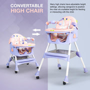 Baybee Baby High Chair for Kids with Adjustable Height and Footrest, Toddler Walker Feeding Booster Chair Seat for Baby with Tray, Wheel, Safety Belt and Cushion For Babies 6 Month to 4 Year (Green)