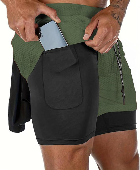 VITION Gym Shorts for Men, Men's Activewear Running Shorts,Drawstring Gym Shorts Men, 2 Layer Loose Athletic Shorts with 4 Pockets