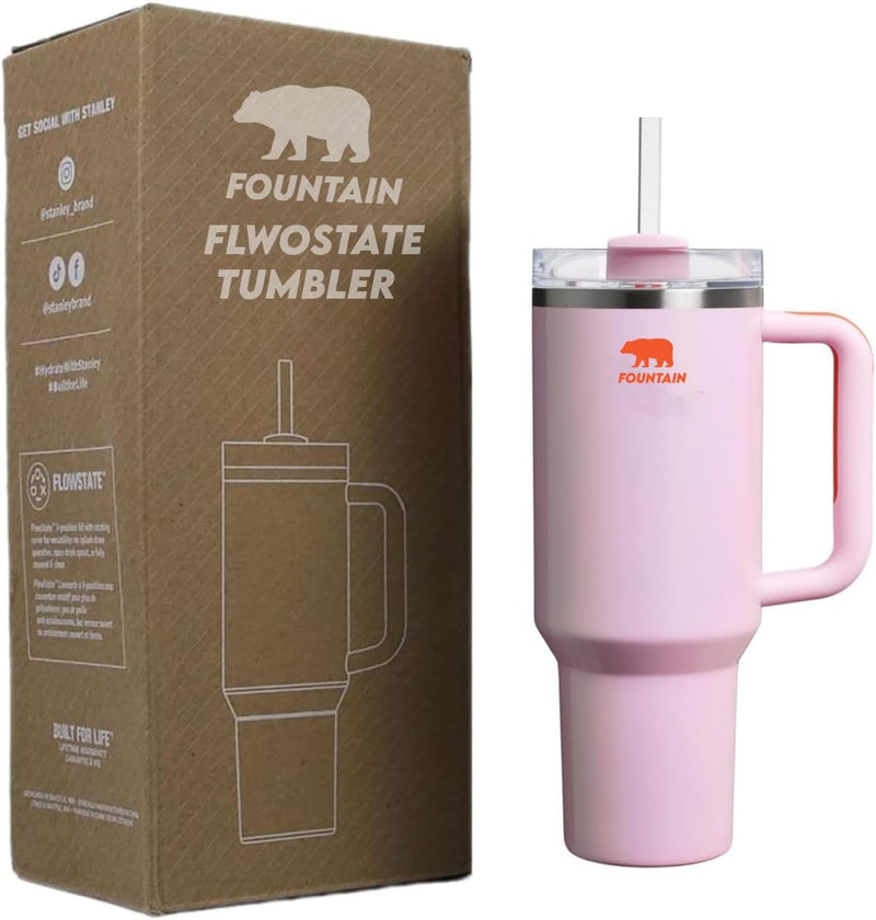 Fountain 40oz Stainless Steel Quencher H2.0 Vacuum Insulated Tumbler with Lid and Straw for Water, Iced Tea or Coffee, Smoothie (oud Cream)