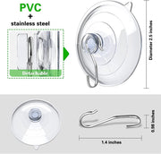 IBAMA 60mm Large Suction Cup Hooks Strong Clear PVC Cup with Metal Hooks Removable, Waterproof, and Oil Proof Ideal for Kitchen Bathroom Shower Wall Window Glass Door(24 Pack)