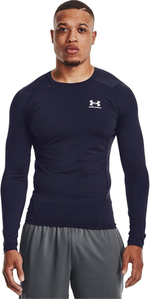 mens Heatgear Armour Long Sleeve Compression T-shirt (pack of 1) - Midnight Navy / / White
