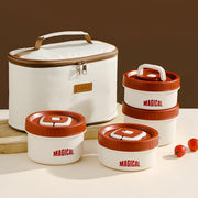 Stainless Steel Round Bento Lunch Box, 4 Pcs Separate Stackable Lunch Containers with Insulated Bag, Microwave Safe, for Adults, Kids, Men & Women