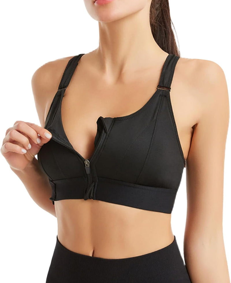 Dress Cici Zip Front Sports Bra, Longline High Impact Sports Bras
