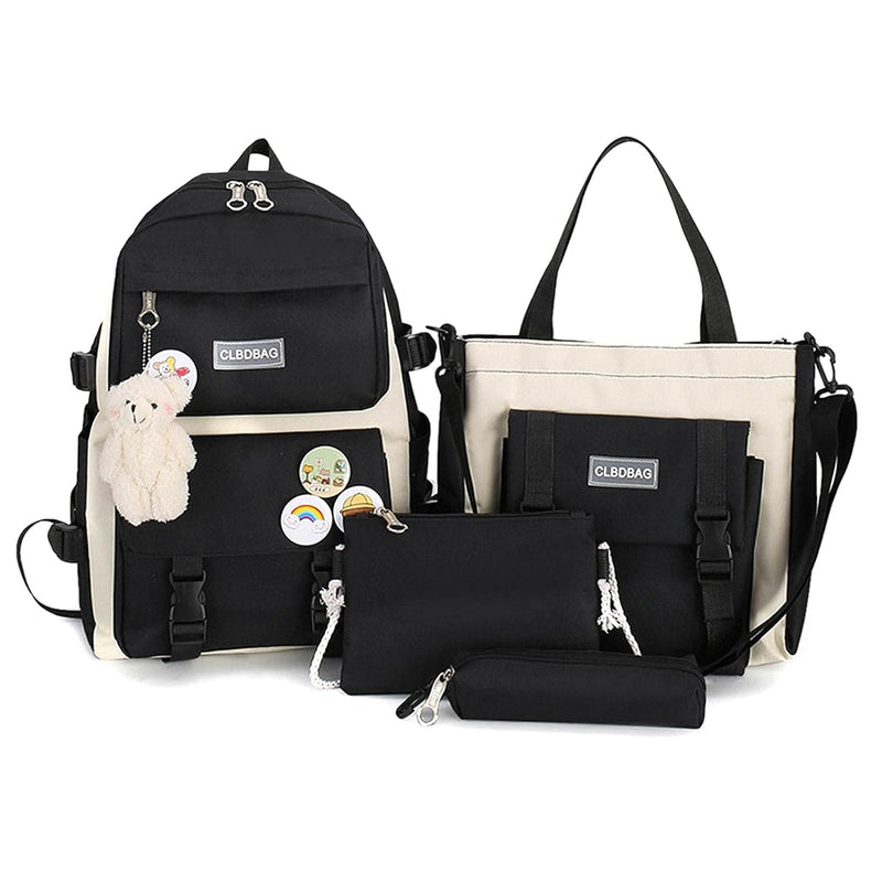 4 PCS Set Backpack With Kawaii Pin And Accessories, Cute Children's Backpacks Kawaii School Bag Handbag Tote Bag Kawaii Aesthetic Backpack