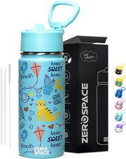 Water Bottle for Kids, 500ml Bottle for School, Stainless Steel Water Bottle for Kids, Double Wall Insulated Water Flask, BPA Free Steel Bottles (Green) - Sky Blue