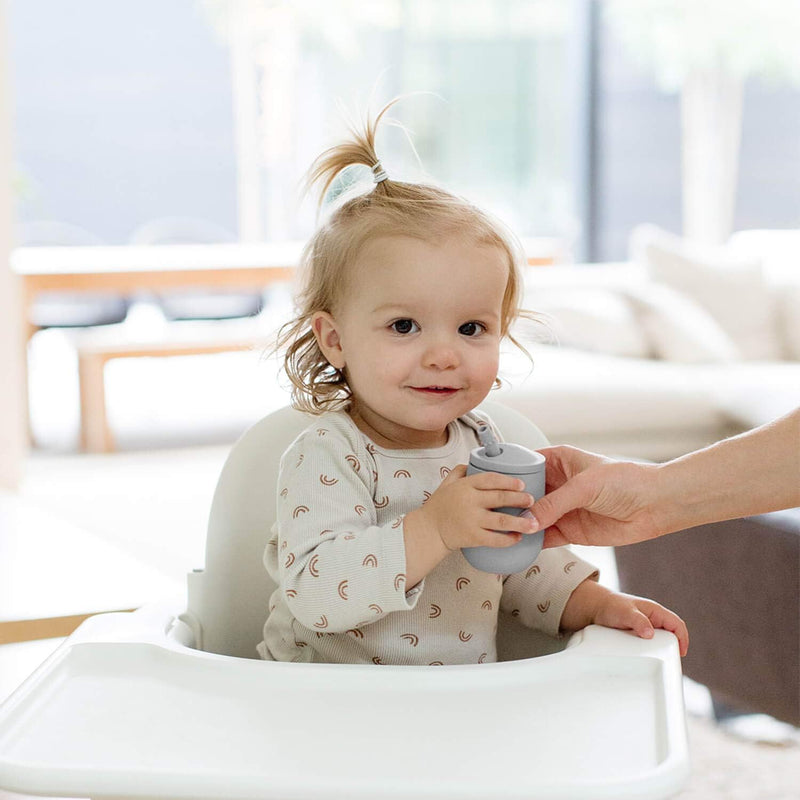 ezpz Mini Cup + Straw Training System - 100% Silicone Training Sippy Cup for Infants + Toddlers - Designed by a Pediatric Feeding Specialist (Blush)