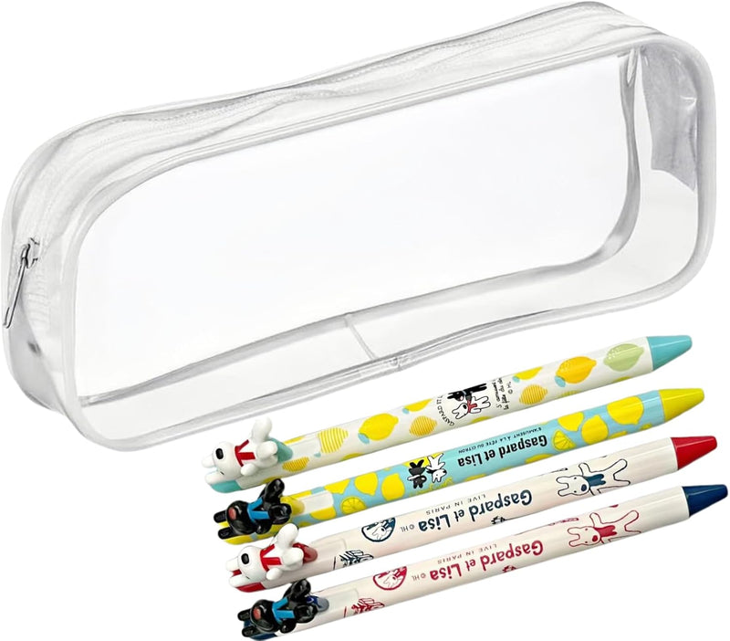 Clear Pencil Case Black with Strong Zipper 22x9x5 cm Stylish, Practical and Transparent Pencil Case Versatile Storage for Stationery, Toiletries, Makeup, Travel & Office Supplies (1 PCS) - White