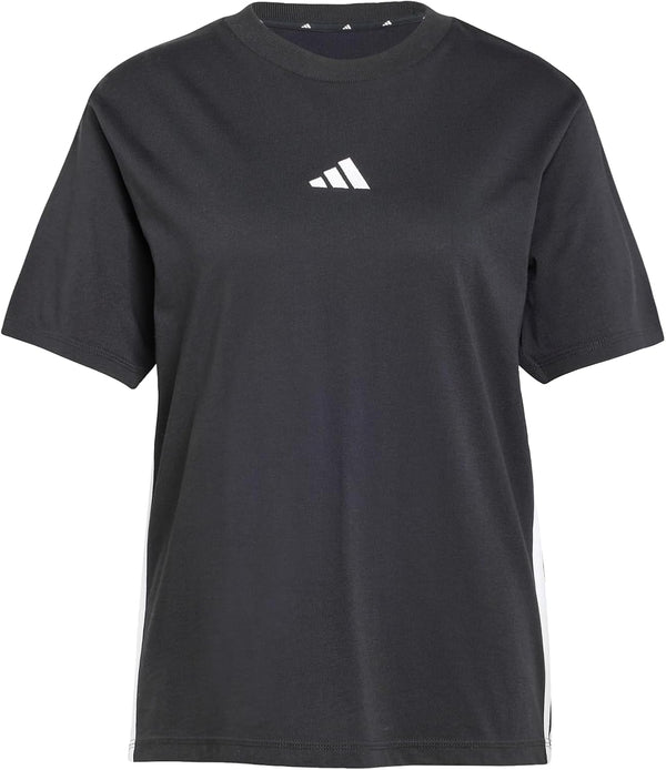 Women Essentials 3-Stripes Cotton T-Shirt - BLACK/WHITE