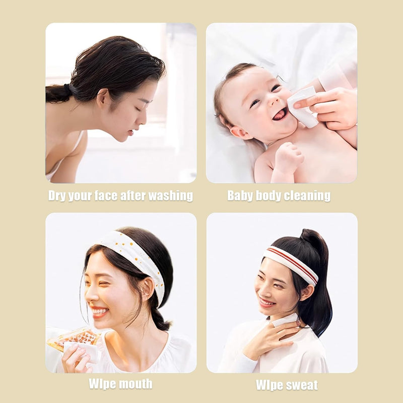 Disposable Face Towel, Cotton Tissue Soft Dry Wipes, Simple Cleaning Facial Tissues Dry Wet Dual Portable Use for Sensitive Skin & Baby & Makeup Remover & Personal Care,Pack of 20