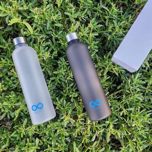 INFINITY 8 Water Bottle, 1L/32 OZ, Leak Proof Water Bottle, BPA free, Non-Toxic Plastic, Motivational Time Stamps, Water Bottle (White)