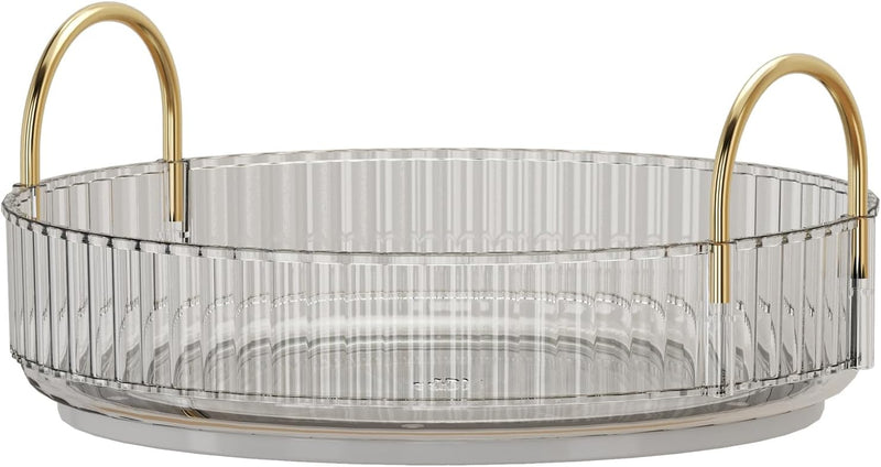 Makeup Organize Rotating,Perfume Organize, 360° Luxury Acrylic Makeup Organizer & Skincare Rack Spinning Lazy Susan 3 Tier,Dressing table to display your perfumes and cosmetics. (White-2)