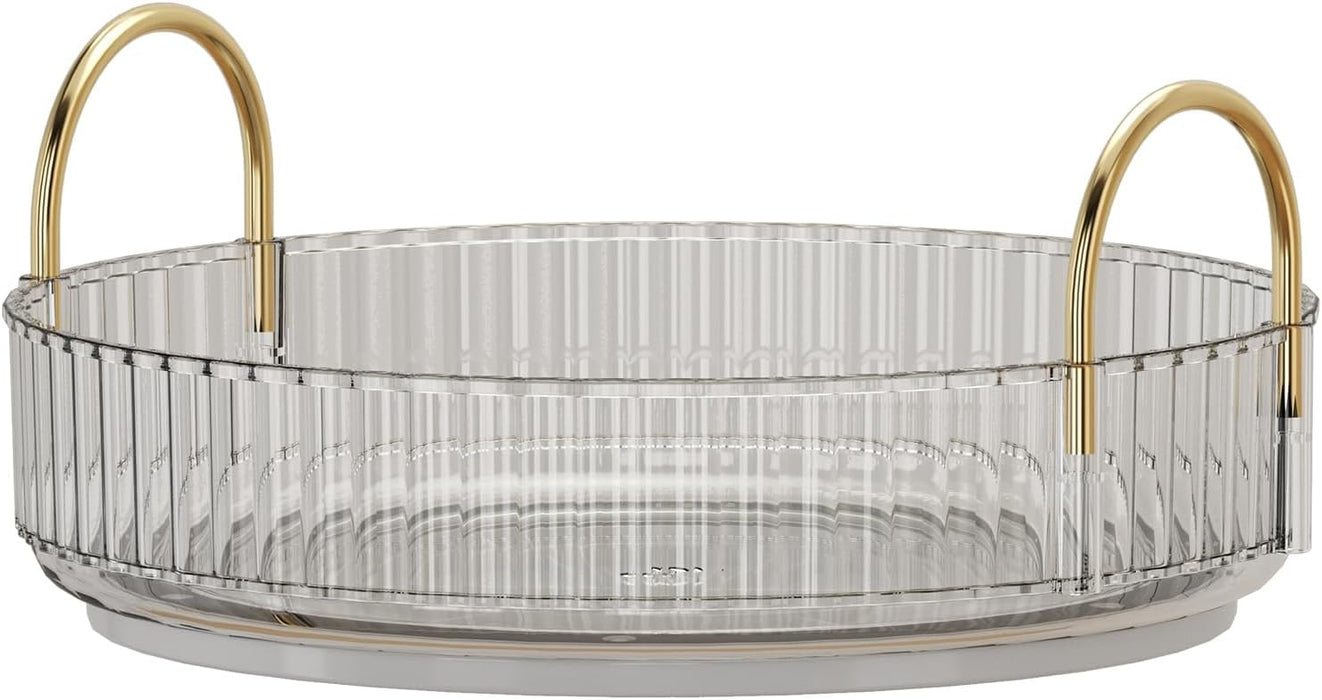 Makeup Organize Rotating,Perfume Organize, 360° Luxury Acrylic Makeup Organizer & Skincare Rack Spinning Lazy Susan 3 Tier,Dressing table to display your perfumes and cosmetics. (White-2)