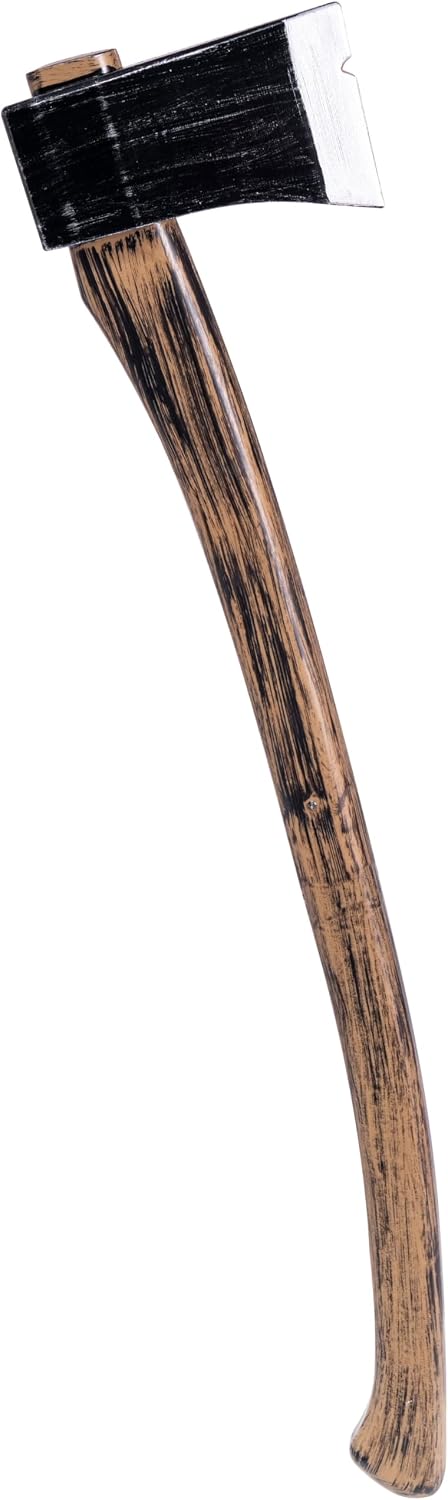 Spooktacular Creations 27" Halloween Realistic Plastic Felling Axe, Scary Toy Weapons, Fake Plastic Toy Axes for Women Men Halloween Costume Cosplay Party Props Accessories Brown