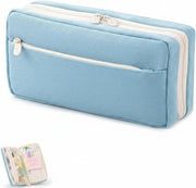 Large Capacity Pencil Case, Kawaii Cute Aesthetic Pencil Pouch Handheld Pen Bag, Canvas Cosmetic Portable Gift for Office School Teen Girl Boy Men Women Adult (Green) - Blue1 Blue1