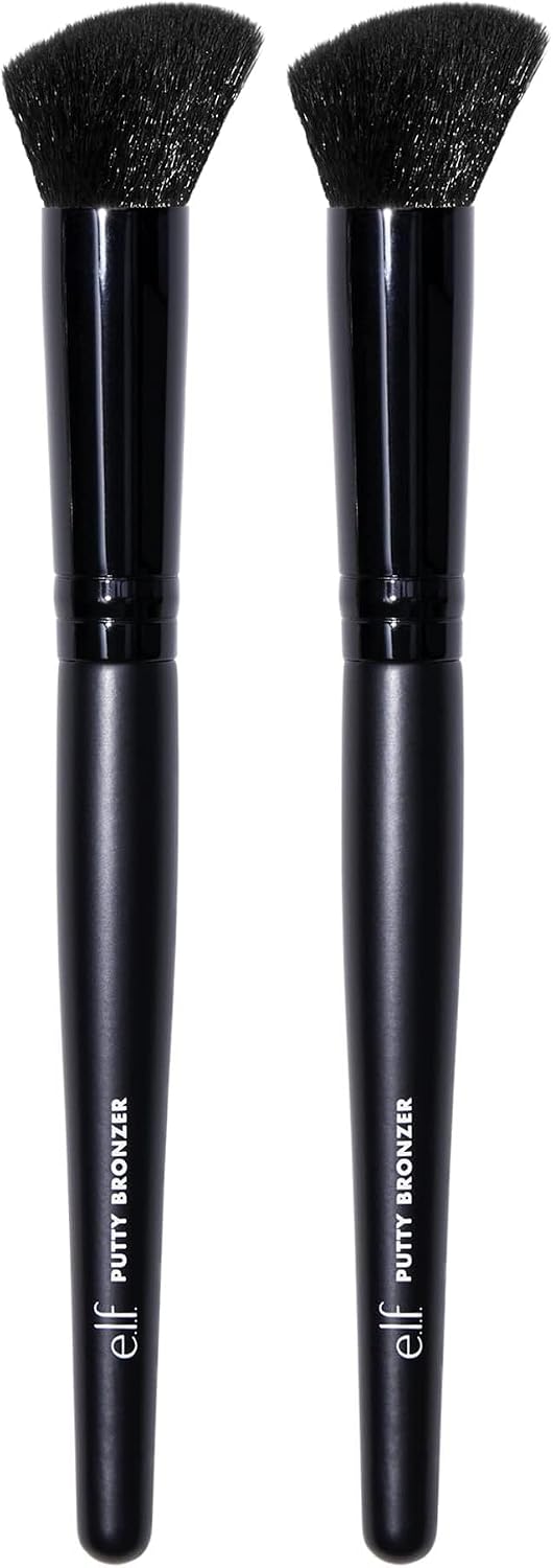 e.l.f. Putty Bronzer Brush, Angled Makeup Brush For Contour & Highlight, Made For The e.l.f. Putty Bronzer, Flawless Sanitary Application, Black - Black 14 x 38 x 197 mm (Pack of 2)