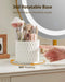 AMERTEER Makeup Brush Holder Organizer with Lid, 360° Rotating Makeup Case Organizer, Dustproof Makeup Brush Organizer, Cosmetics Display Case for Lipstick, Brushes, Nail Polish
