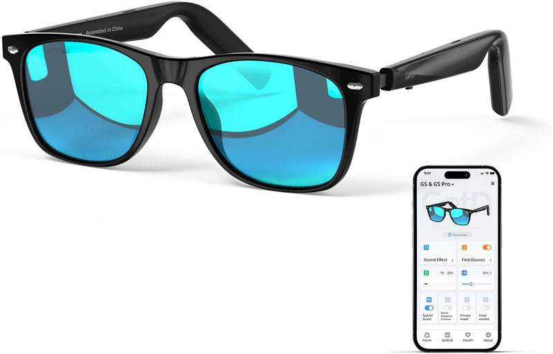 GetD AI Glasses, AI Assistant Powered by ChatGPT, Smart Glasses, Polarised Sunglasses, Bluetooth Smart Sunglasses for Men and Women, 2-in-1 Headphones and Glasses