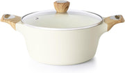 SENSARTE Nonstick Stock Pot with Lid, 4.5 QT Soup Pot Casserole Pot, Healthy Pasta Pot, Large Deep Cooking Pot, Big Sauce Pot Stew Pot, Induction Compatible, PFOA PFOS APEO Free, Black - White 4.3 Litres