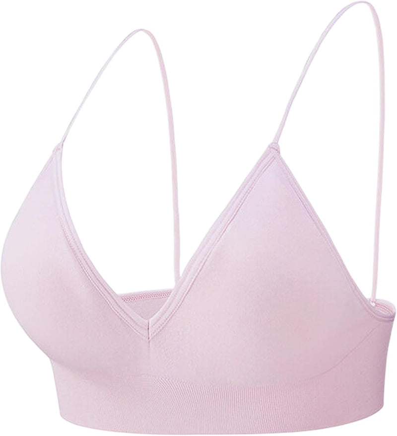 Dress Cici Women'S V Neck Triangle Strappy Sport Bra With Strappy Shoulder Strap