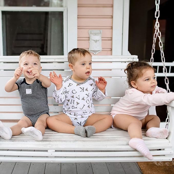 Burt's Bees Baby Unisex Baby, 6-pack Ankle Socks With Non-slip Grips, Made With Organic Cotton